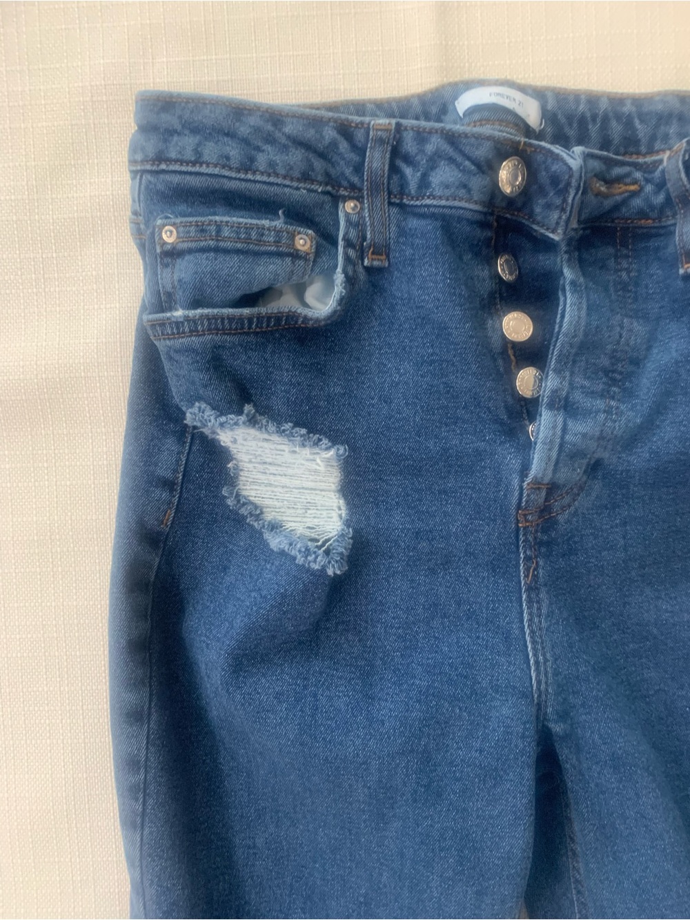 Forever 21 Dark Blue Distressed Flare Jeans - Picture 4 of 9